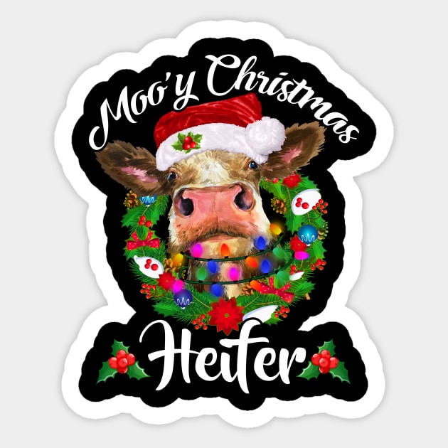 Moo_y Christmas Heifer Funny Farmer Gift Sticker by Dunnhlpp